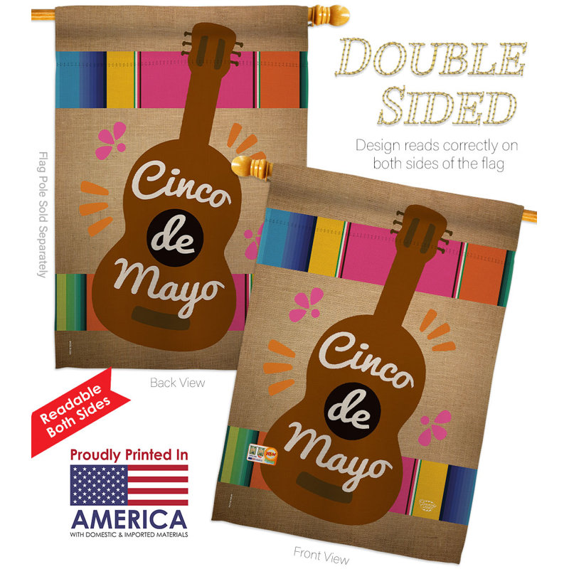 Drapeau de maison 40 x 28 po Cinco De Mayo Celebrate
