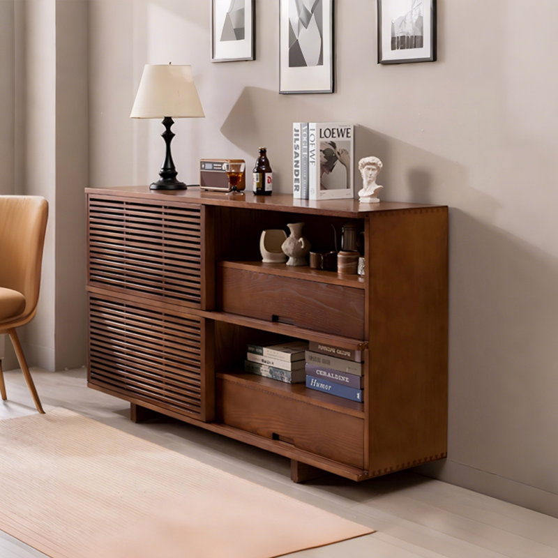 55.12"Modern Brown Solid Wood Sideboard