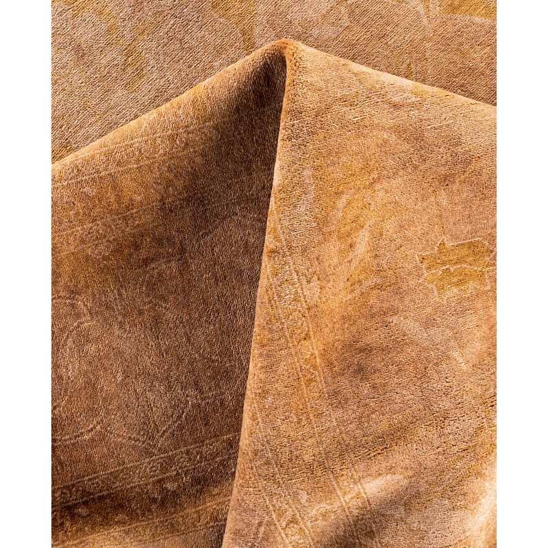 Tapis unique noué à la main beige Rachal, 10 pi 3 po x 13 pi 8 po