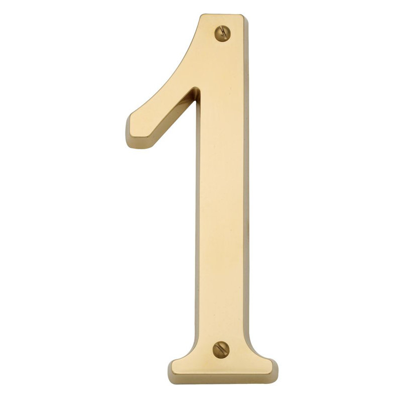 4.75" H Brass House Number, 1, Lifetime Brass