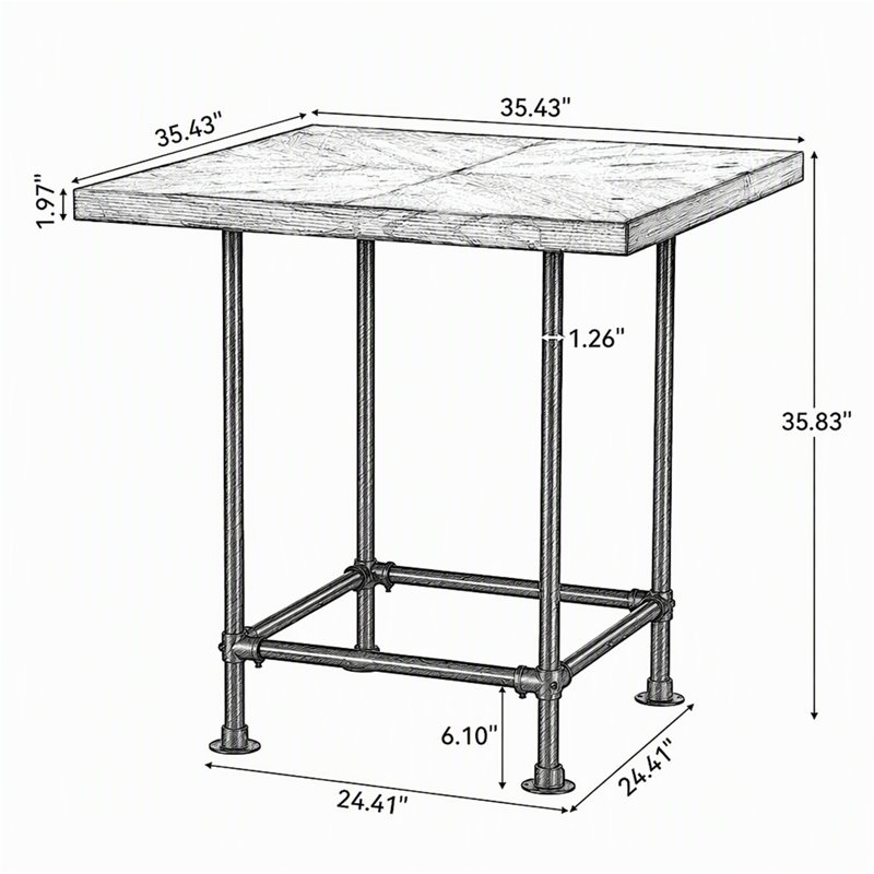 Table bistro 35,4 po, comptoir à café avec plateau en bois et plateau en bois