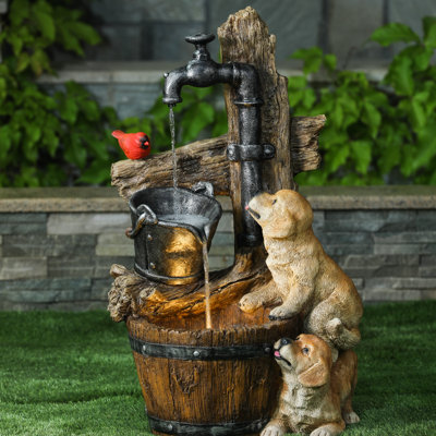 Hand Crafted Weather Resistant Floor Fountain with Light