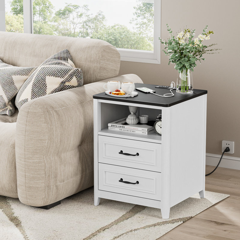 Table de bout avec 2 tiroirs Yettie