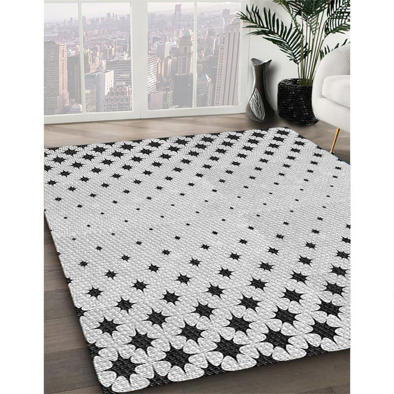 Tapis 100% à motifs lavables à la machine 2989 Pat1736-Gris, Rectangle 2 pi x 3 pi