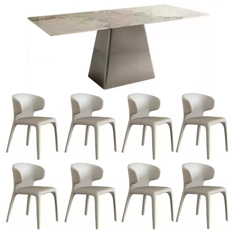 Modern light luxury rectangular dining table sets., 29.53"H x 78.74"L x 35.43"W