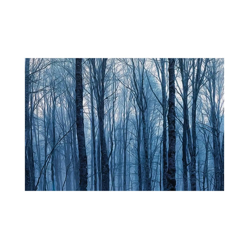 Night Branchy Winter Forest 1 Piece Wall Art on Canvas, 20.32cm H x 30.48cm W