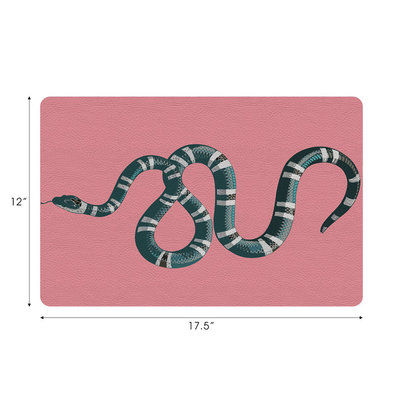 Serpent Vegan Leather Rectangle Pebble Placemat, Pink
