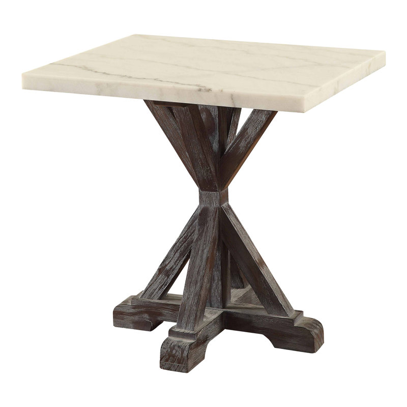 Moshannon 24" Espresso And White Faux Marble Square End Table