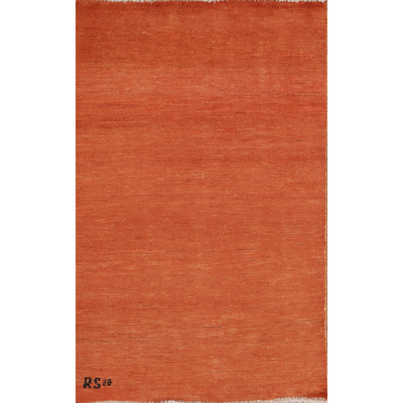 Tapis orange orange pour vestibule 3 x 4 Gabbeh