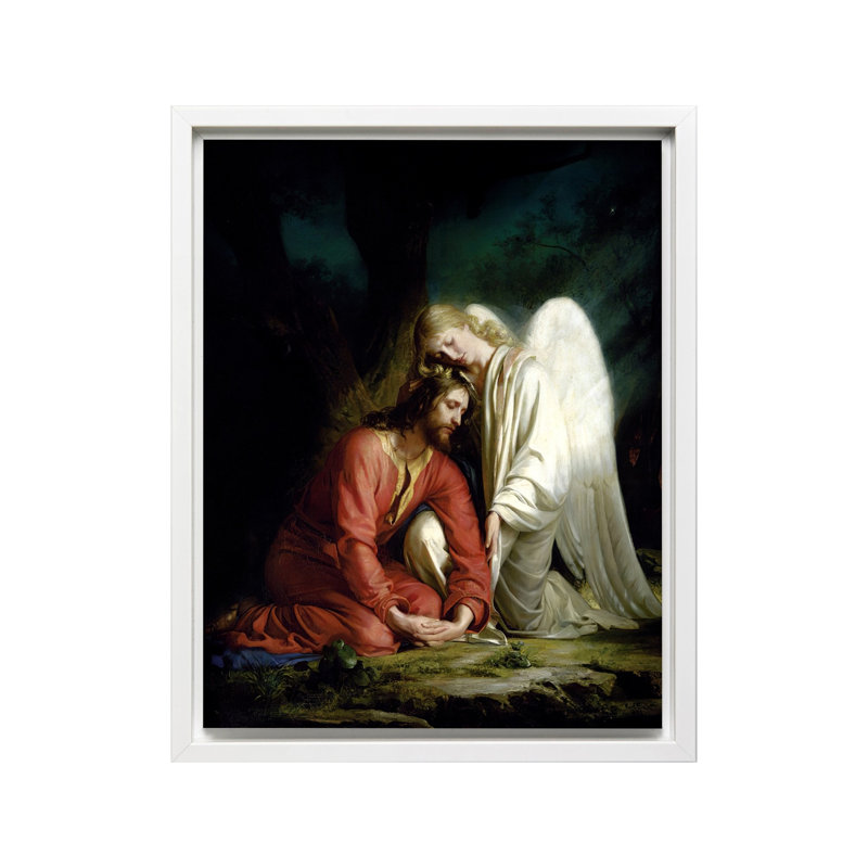 Jésus-Christ dans le jardin de Gethsémani, Canevas, H 12 po x l 16 po, Encadrement blanc