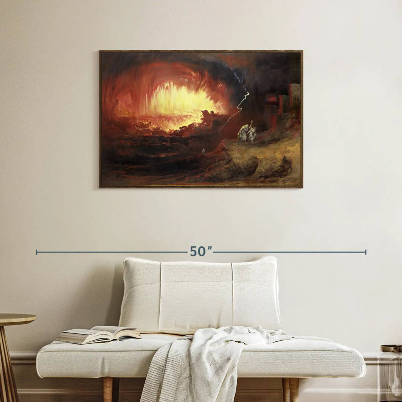 Destruction de Sodome et Gomorrhe, 37 po x 25 po, Cadre flottant noyer