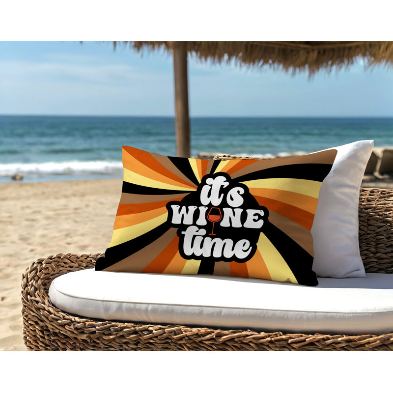 Davey Outdoor Reversible Throw Pillow, 14"H x 20"W, Orange/Black