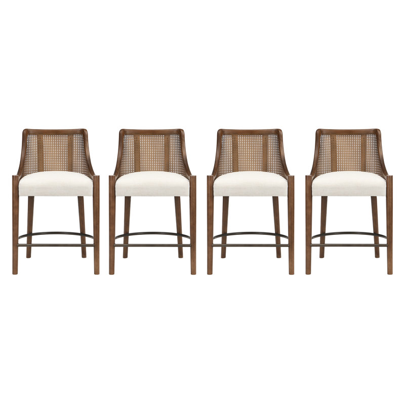 Tabouret Paxon, Tissu beige / noyer, 4