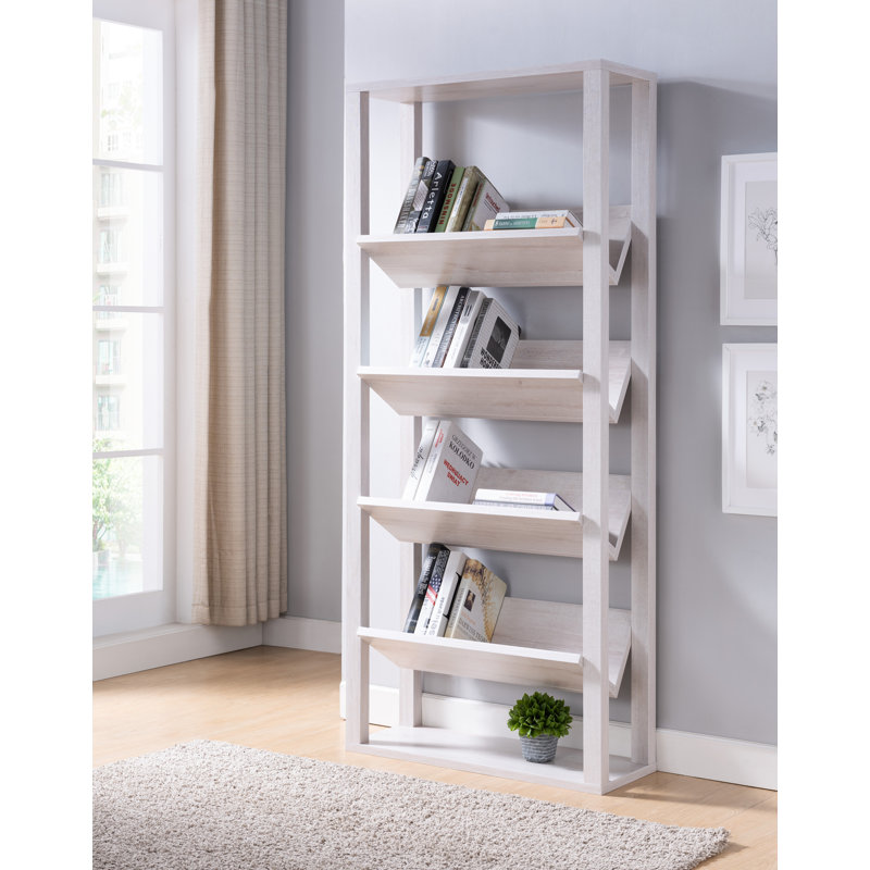 Hafner 71"H 5-Shelf Wood Open Back Bookcase, White