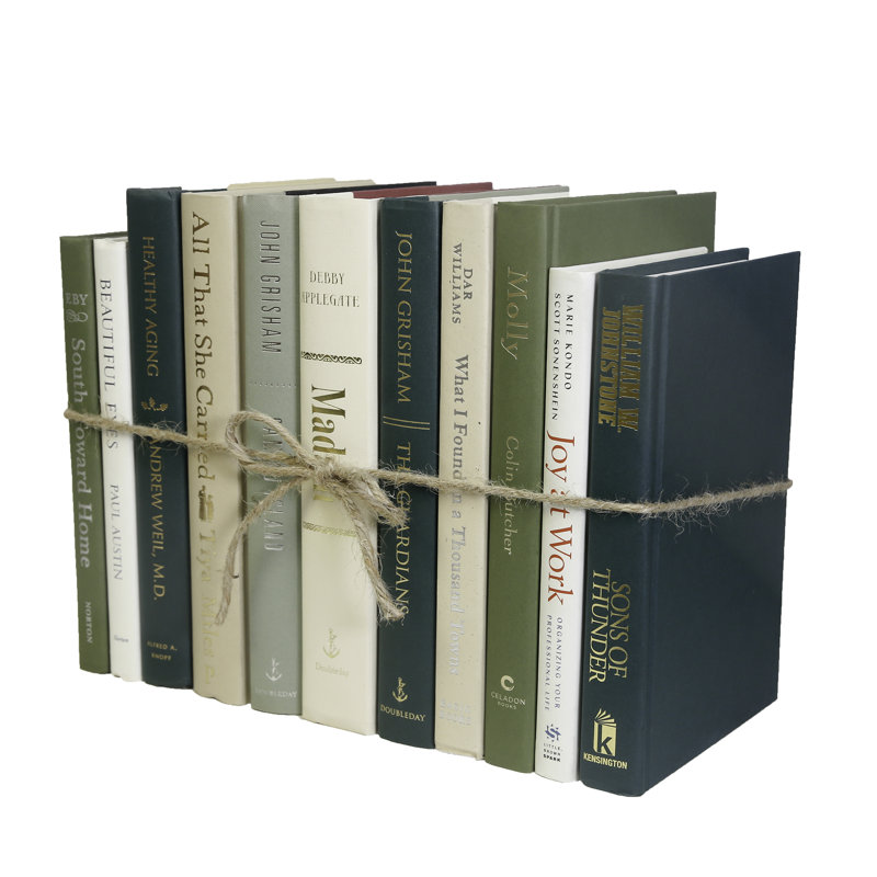 1 Foot of Decorative Green and Tan Books