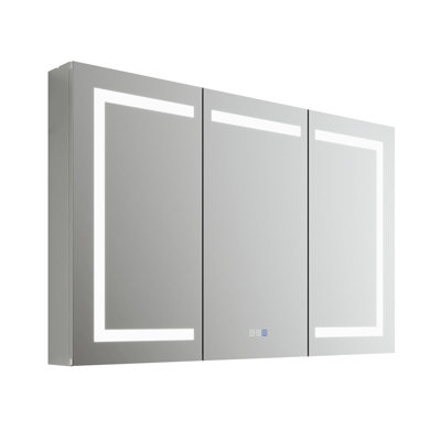  Armoire à pharmacie encastrée ou à fixation en surface avec miroir, lumières DEL, désembueur, prise électrique et ports USB de l 48 po x H 30 po