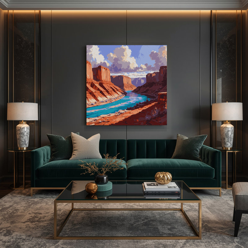 Art mural sur toile gris, Southwestern, H 32 po x l 32 po