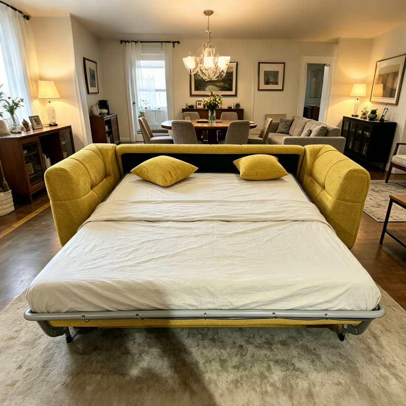 83.8" Elegant Convertible Sofa Bed Chic Design With 3.9" Thick Mattress Space-saving Sleeper Sofa