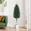 Topiaire de cyprès artificiel avec piquet de sol, ensemble de 2 arbustes artificiels de 43,3 pouces, arbre à feuilles persistantes artificiel pour porche, plantes artificielles pour jardinières d'extérieur
