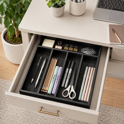 Natural 5-slot Bamboo Silverware Organizer