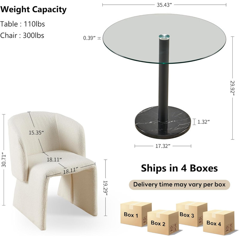Barclay Two-Seater Dining Table Set, Ivory