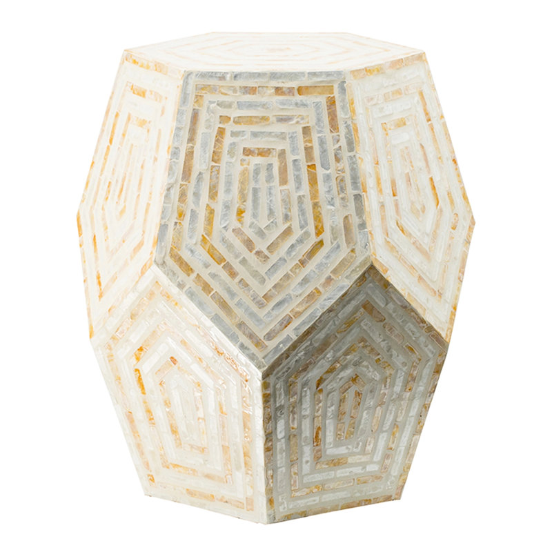 18X18x21" Hexagonal Capes Capiz Stool