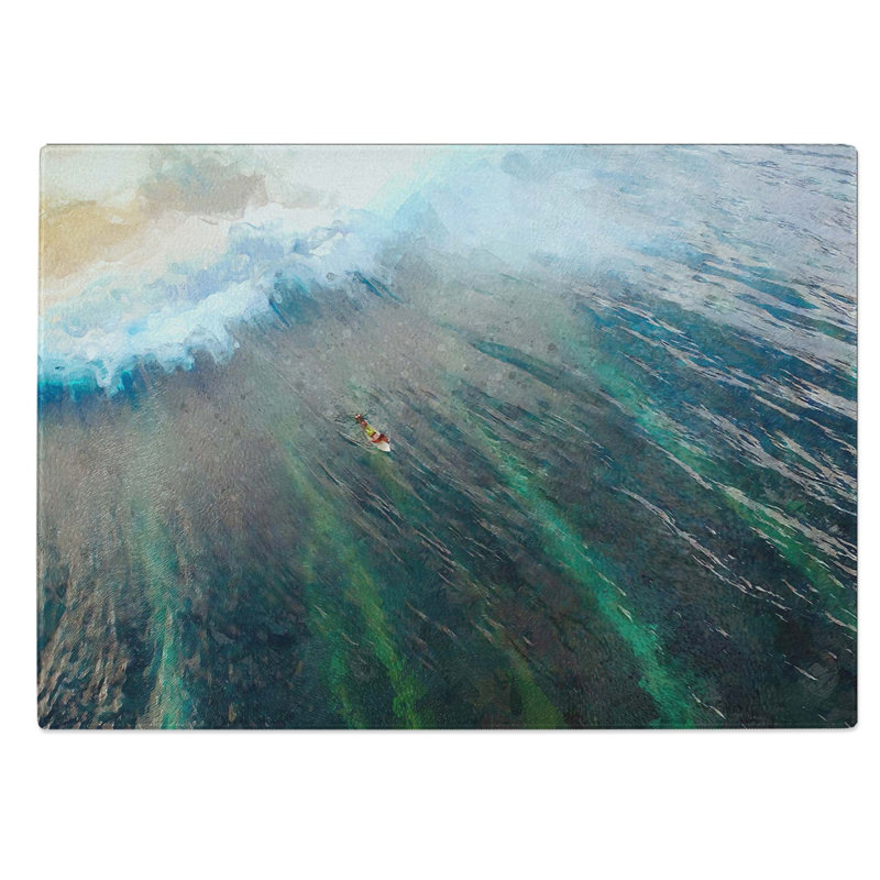 Tempered Glass Surfing in the Maldives Chopping Board, 28.5 cm W x 20 cm L