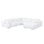 Canapé modulaire blanc en L en cuir véritable 5 pièces faisant face à droite avec 2 fauteuils inclinables électriques et appuis-tête réglables-130703042-131205950
