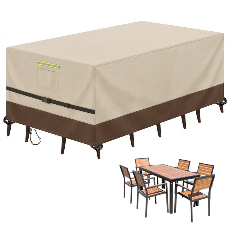 600D Oxford Heavy Duty Patio Furniture Cover, Waterproof All-Weather Outdoor Cover for Sectional Sofa & Rectangular Garden Dining Table Chair Set