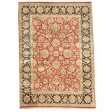 Hand Knotted Wool Area Rug in Red And Black