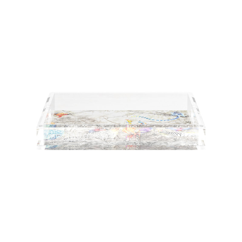  Arcadia Tiger And Zebra Scene Acrylic Square Decorative Tray, 2" H x 12" W x 12" D