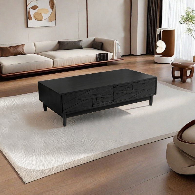 Table basse American, H 15,75 po x L 55,12 po x l 27,56 po, Noir, noir, noir, noir