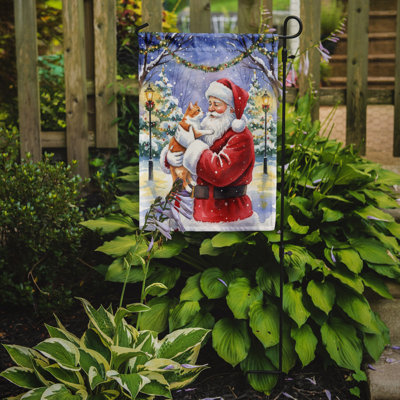 Orange and White Cat with Santa Claus Garden Flag