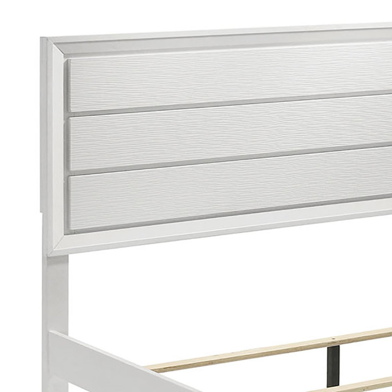 Très grand lit en bois massif blanc, King