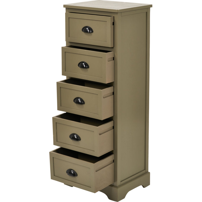 41cm W 5 - Drawer Chest of Drawers, Olive Green/Black