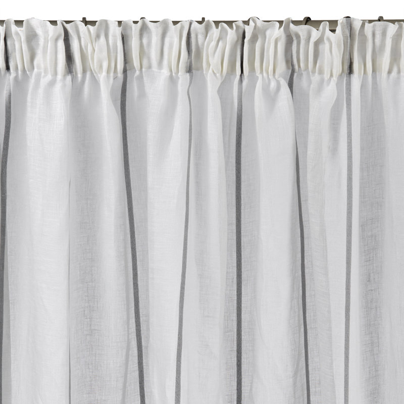 Linen Sheer Single Curtain Panel, 145 W x 298 D cm, Grey