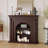Nut-Brown Solid Wood Freestanding Fireplace