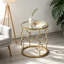 Ensemble de 2 tables de bout en verre, table d'appoint ronde avec cadre en métal pour le salon, le balcon et la chambre à coucher
