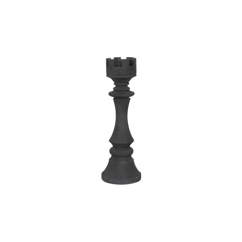 Small Cast Stone Rook Chess Sculpture, Black