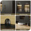 Mid-Century Modern TV Stand with Storage, TV Console Table with Glass Doors for Living Room-1413944438