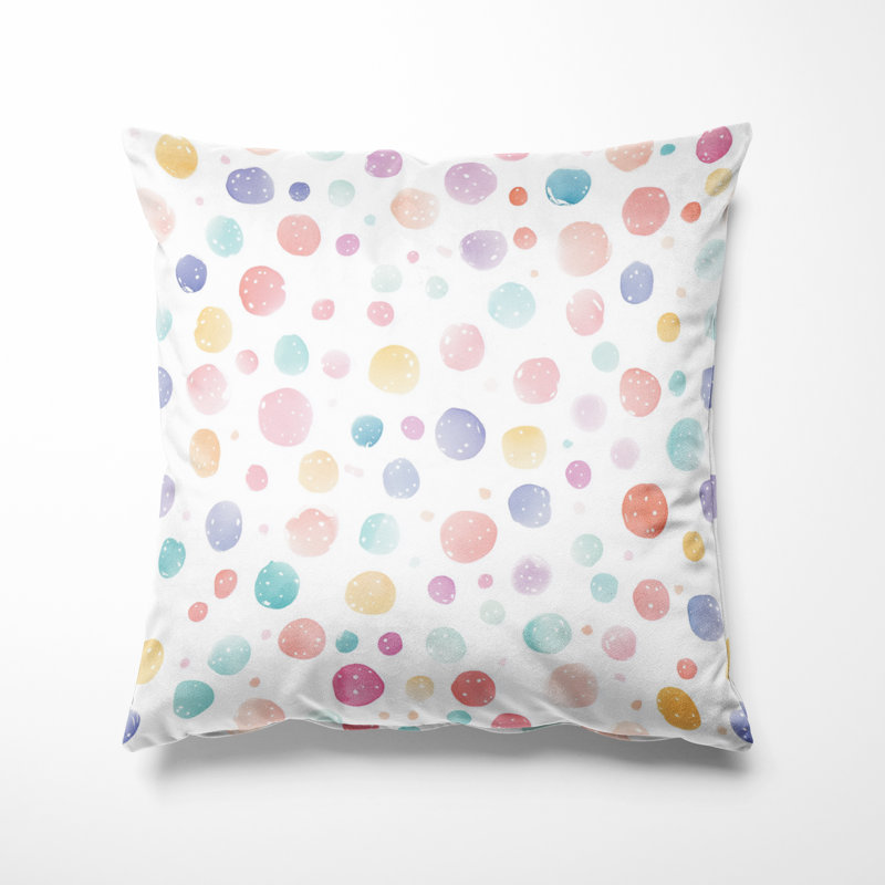 Coussin décoratif Boho - Coussin imprimé pois roses, H 18 po x l 18 po