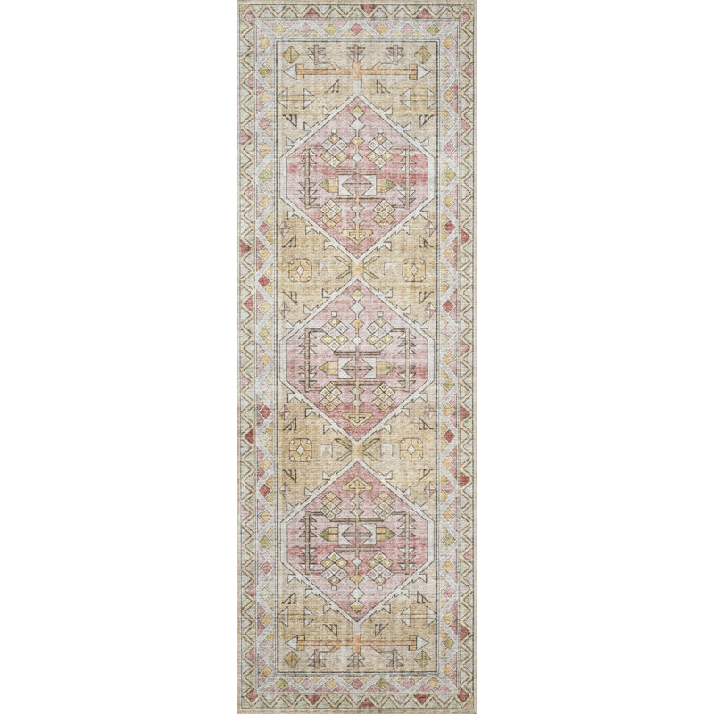 Tapis oriental doré / rosé Gelo, Rectangle 2 pi x 5 pi