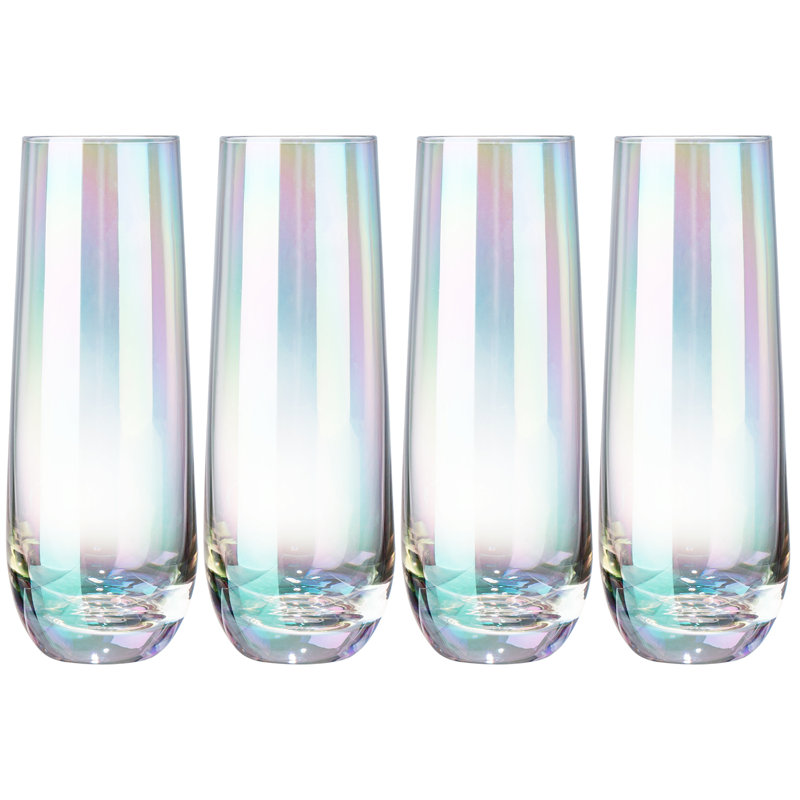 4 Piece 266ml Glass Flute Set