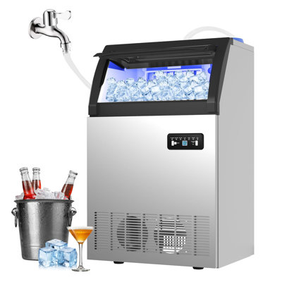 200 LBS Under Counter Ice Maker, Stainless Steel Commercial Ice Machine with 55 LBS Bin Capacity and Self-Cleaning