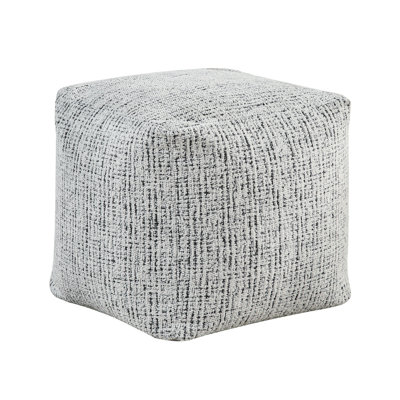 Chenille Upholstered Square Pouf - Non-Slip For Modern Home Style Fabric Seat