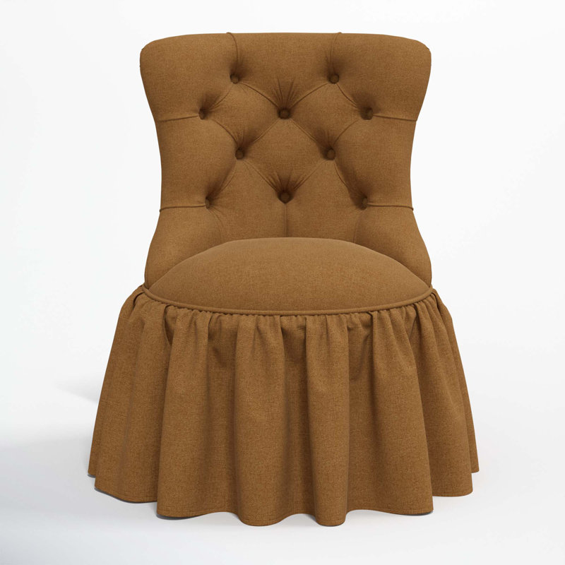 Minnie Upholstered Side Chair, Textured Amber Linen