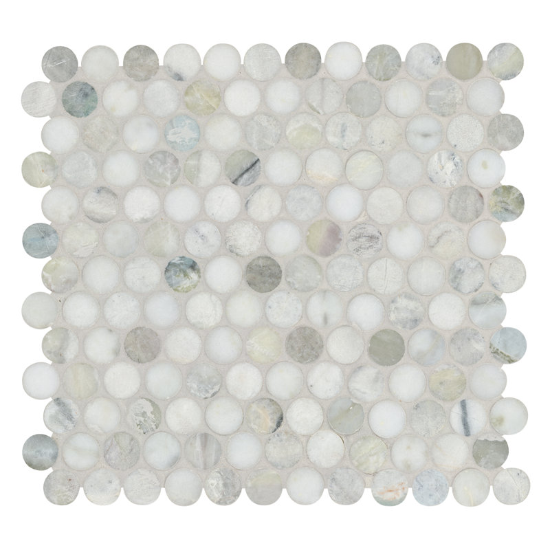 Skylore Round 12 in. x 12 in. Polished Marble Mosaic Floor and Wall Tile