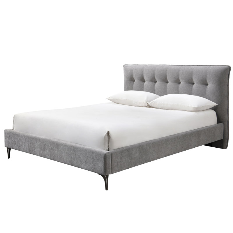 Rexsie Tufted Headboard Bed, Dark Gray/Black, RV King