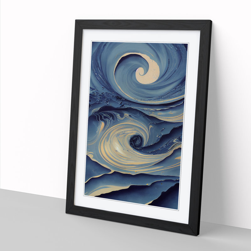 Ocean Sea Abstract Art Vol.5 - Picture Frame Print, Black, 64cm H x 46cm W x 2cm D