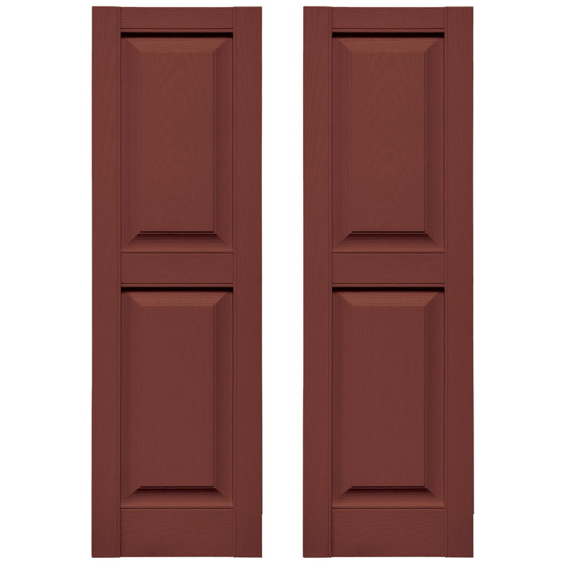 Burgundy Red Raised Panel Vinyl Decorative Shutters, 12" x 71"